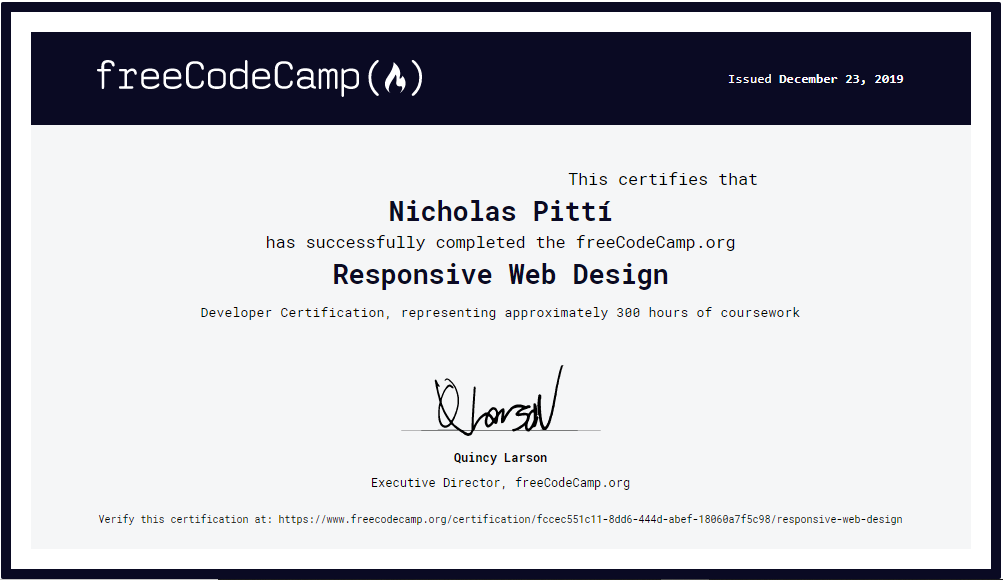 Free Code Camp Front End Certification