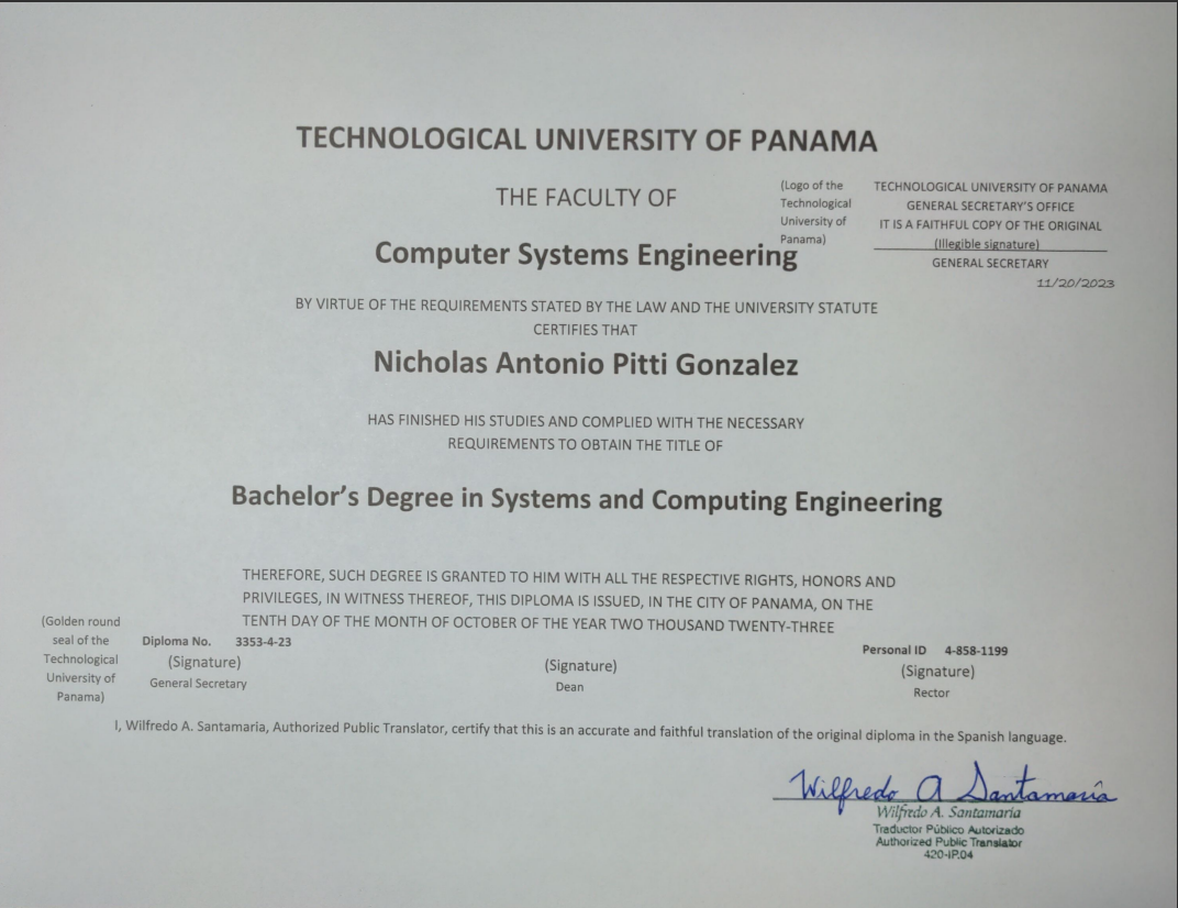 UTP diploma